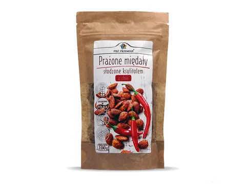 Prażone Migdały z Ksylitolem i Chilli bezglutenowe 100g - Pięć Przemian