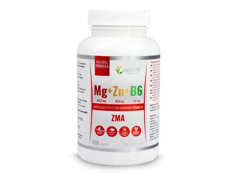 Wish Mg+Zn+B6 120 tabletek - Mięśnie Zmęczenie Skóra Paznokcie Układ Nerwowy