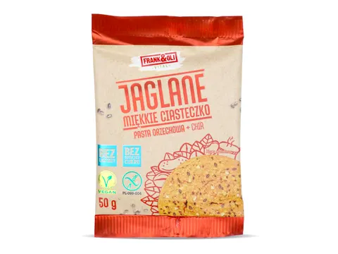 Ciasteczko Jaglane z Pastą Orzechową i Chia Wegańskie bez dodatku cukrów bezglutenowe 50g - Frank&Oli