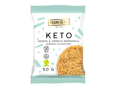 Ciastko Keto Kokos i Orzech Nerkowca Wegańskie bezglutenowe 50g - Frank&Oli