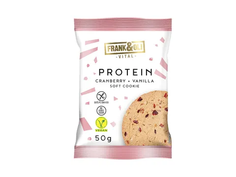Ciastko proteinowe Żurawina Wanilia bezglutenowe 50g Frank&Oli