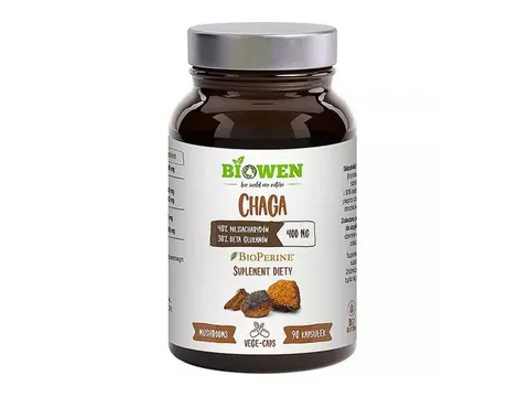 Biowen - Ekstrakt z grzybów Chaga 400 mg - 40% polisacharydów, 30% beta-glukanów - 90 kapsułek