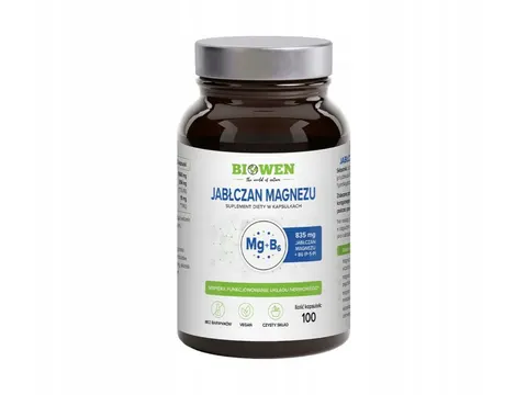 Biowen - Jabłczan magnezu 835 mg z witaminą B6 (P-5-P) - 100 kapsułek
