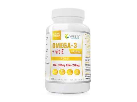 WISH Pharmaceutical Omega-3 1000mg + Vit E Natural Formula suplement diety 90 kapsułek miękkich