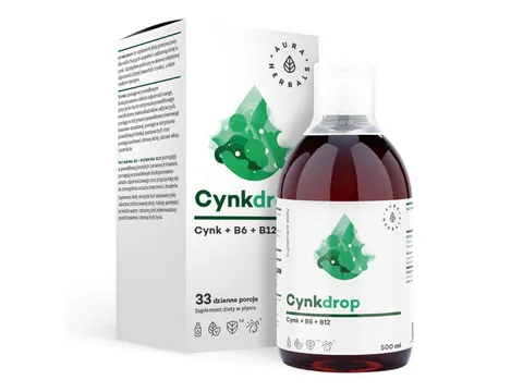AURA HERBALS Cynkdrop, cynk + B6 + B12, płyn 500 ml