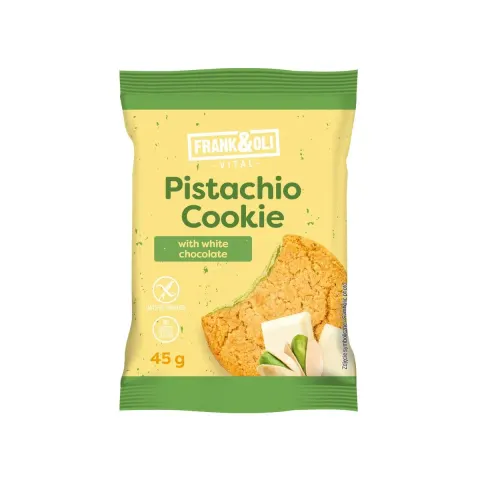CIASTKO PISTACJOWE Z BIAŁĄ CZEKOLADĄ FRANK&OLI 45G