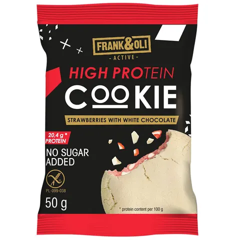 Frank&Oli Ciasteczko proteinowe truskawka z białą czekoladą BDC 50g