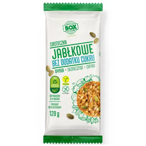 Ciastka jabłkowe z dynią i gryką bez cukru bezglutenowe 120g Frank&Oli