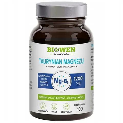 TAURYNIAN MAGNEZU + WITAMINA B6 100 KAPSUŁEK - BIOWEN