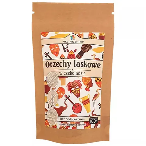 PIĘĆ PRZEMIAN Orzechy laskowe w czekoladzie bez cukru 100 g