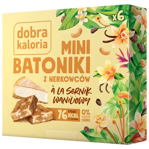 Mini Batoniki z Nerkowców a'la Sernik Waniliowy 6 sztuk 102g - Dobra Kaloria