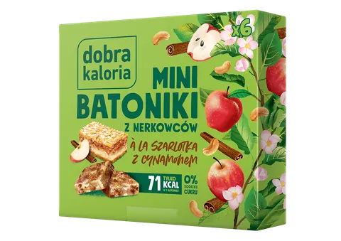 BATONIKI MINI Z NERKOWCÓW A'LA SZARLOTKA Z CYNAMONEM (6X12g) 102g - DOBRA KALORIA