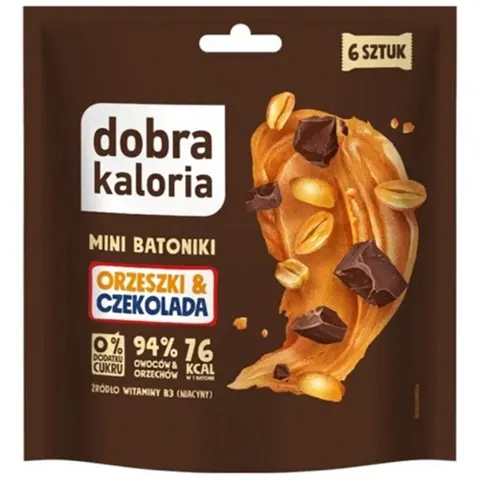 Dobra Kaloria Mini batoniki orzeszki & czekolada bez dodatku cukru 108 g
