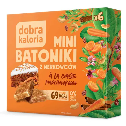 Dobra Kaloria Mini batoniki z nerkowców à la ciasto marchewkowe 102g