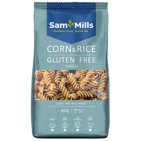 Sam Mills Makaron kukurydziano-ryżowy świderki bezglutenowy 400g