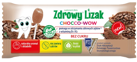 Zdrowy Lizak Chocco-Wow o Smaku Kakao z Ksylitolem 6g - Mniam