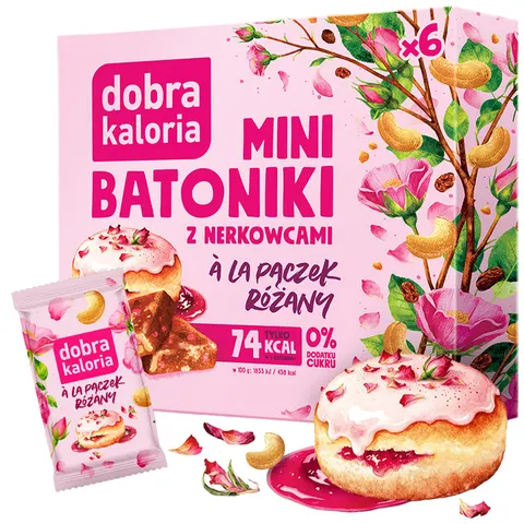 Dobra Kaloria Mini batoniki z nerkowcami à la pączek różany bez cukru 102g