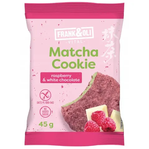 Frank&Oli Ciasteczko owsiane Matcha z malinami i białą czekoladą 45g