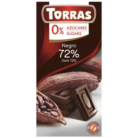 TORRAS Czekolada gorzka 72% kakao bez dodatku cukru 75 g