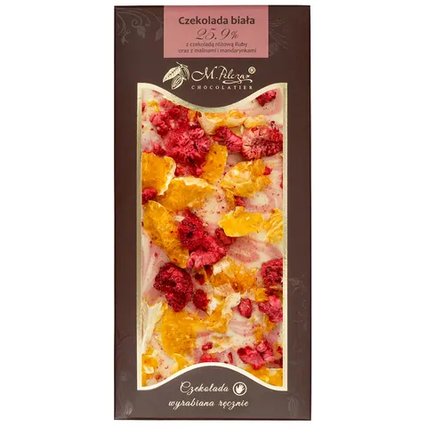 M.Pelczar Chocolatier Czekolada biała 25,9% z czek. różową Ruby i malinami 80g