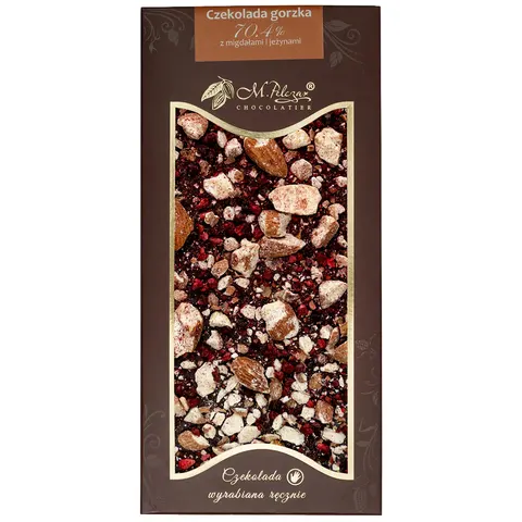 M.Pelczar Chocolatier Czekolada gorzka 70,4% z migdałami i jeżyną 80g