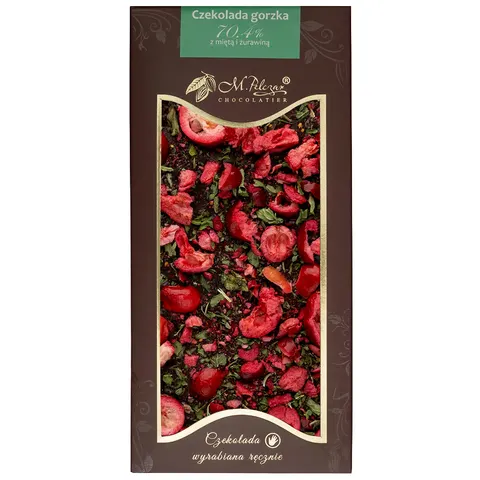 M.Pelczar Chocolatier Czekolada gorzka 70,4% z miętą i żurawiną 80g