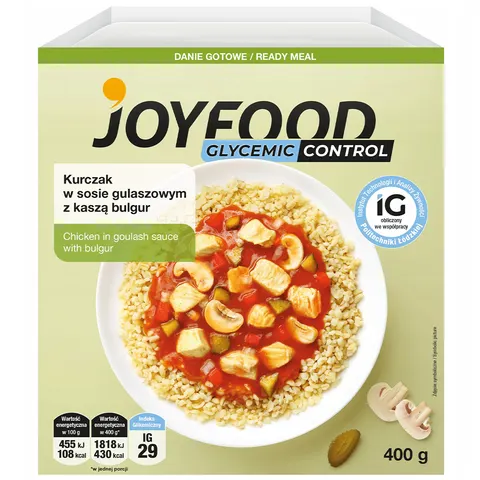 JOYFOOD Kurczak w sosie gulaszowym z kaszą bulgur 400g