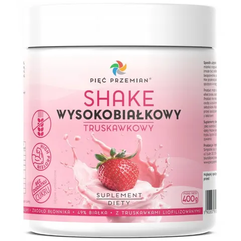 PIĘĆ PRZEMIAN Shake wysokobiałkowy truskawkowy 400 g