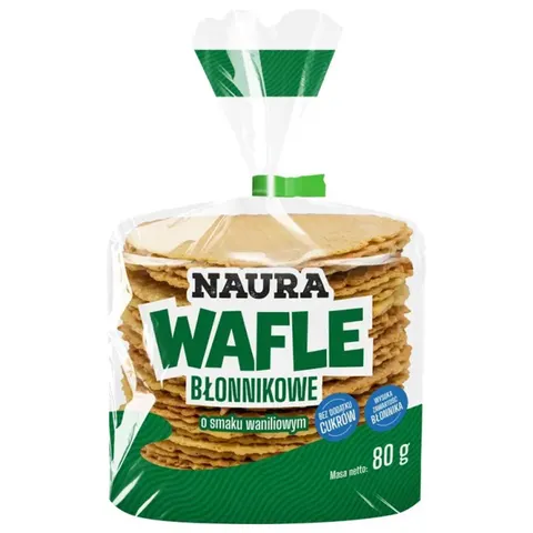 Naura Wafle owsiano-pszenne z błonnikiem owsianym o smaku waniliowym 80g