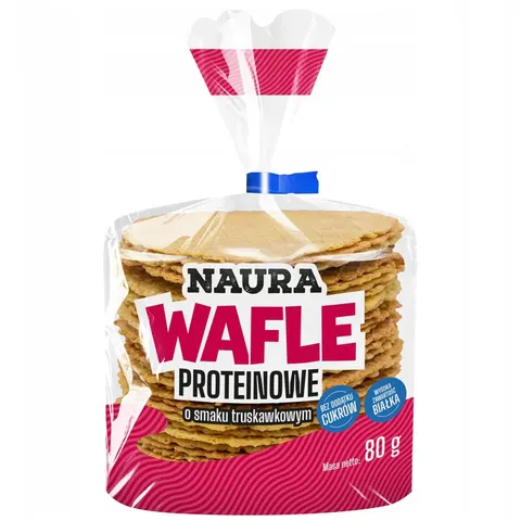 Naura Wafle proteinowe owsiano-pszenne o smaku truskawkowym 80g