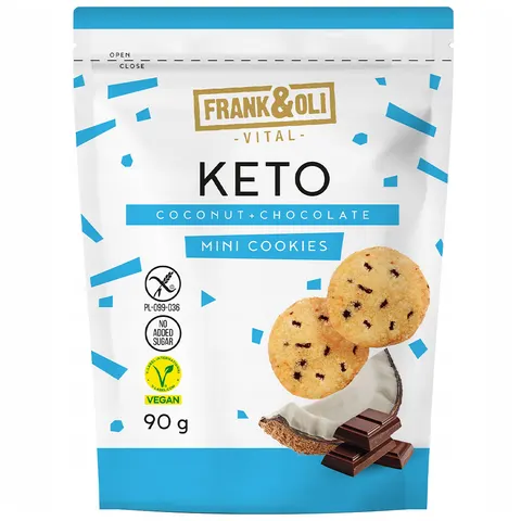 Frank&Oli Mini ciasteczka o smaku kokosa i czekolady bezgl. bdc 90g
