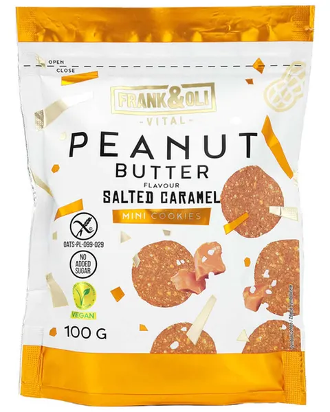 Frank&Oli Mini ciasteczka peanut butter słony karmel bezgl. bdc 100g