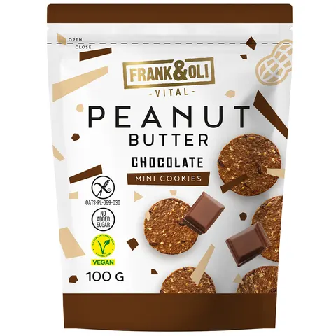 CIASTECZKA ORZECHOWE Z CZEKOLADĄ FRANK&OLI 100G