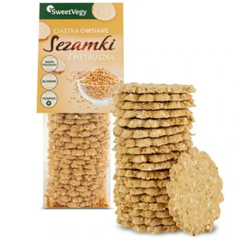 SweetVegy Ciastka owsiane Sezamki z pietruszką 100g