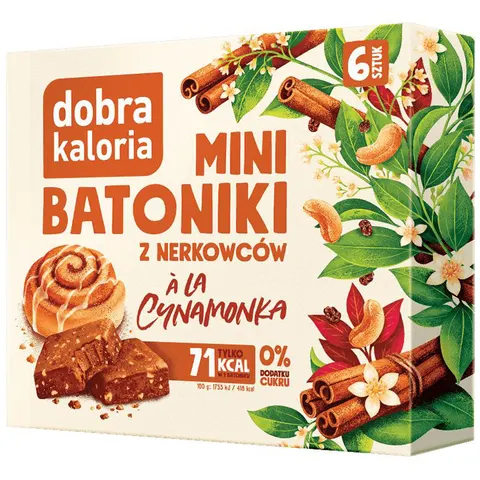Dobra Kaloria Mini batoniki z nerkowców à la cynamonka bez cukru 102g