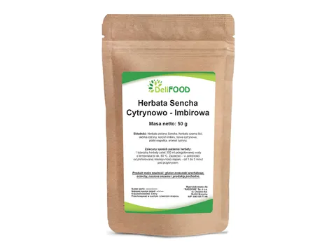 DeliFOOD Herbata zielona Sencha cytrynowo-imbirowa 50g