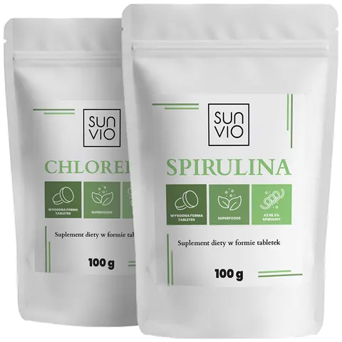SunVio Chlorella tabletki + spirulina tabletki (2x400 tabletek)