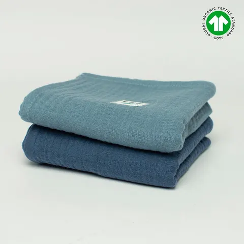 2-pack pieluszek muślinowych GOTS 50x50 jeans - granatowy