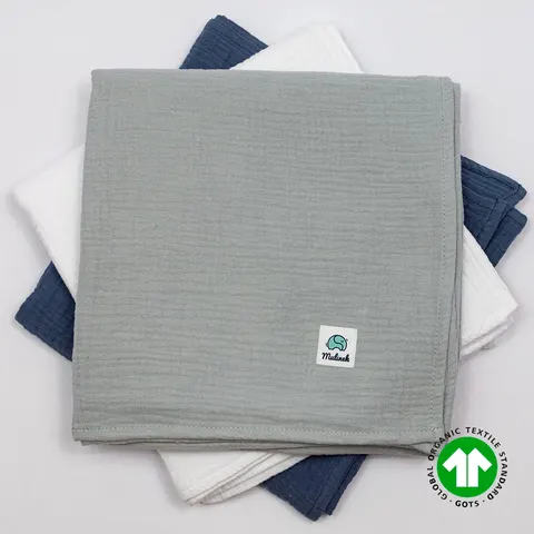 Otulacz muślinowy szary 100x100 bawełna organiczna