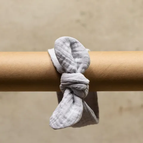 Opaska na głowę dla dziecka muślinowa | GOTS | 9-24 | szara