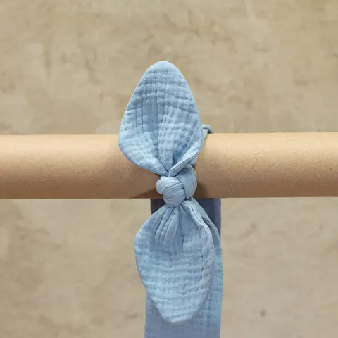 Opaska z kokardą muślinowa | 9-24 mc | błękitna baby blue
