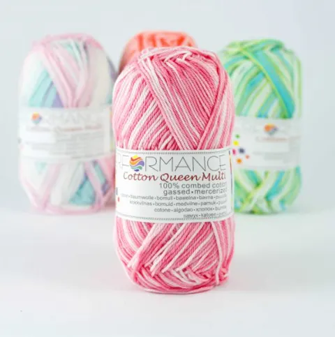 Włóczka PERFORMANCE Cotton Queen Multi 9004 - róż/biały