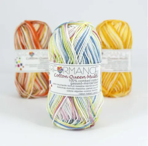 Włóczka PERFORMANCE Cotton Queen Multi 9051 - niebieski/biały/żółty/róż