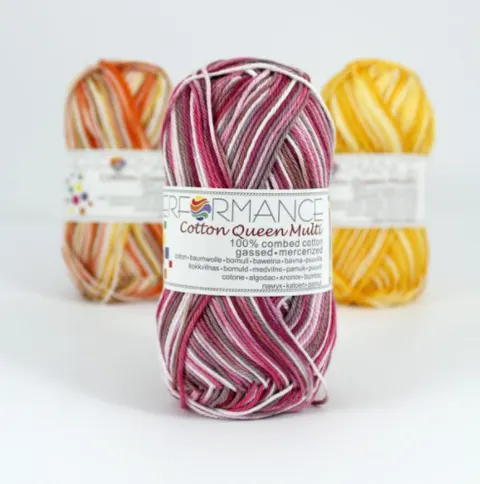 Włóczka PERFORMANCE Cotton Queen Multi 9074 - fuksja/różowy/biały/szary