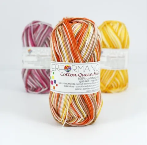 Włóczka PERFORMANCE Cotton Queen Multi 9075 - pomarańczowy/beż/żółty/biały