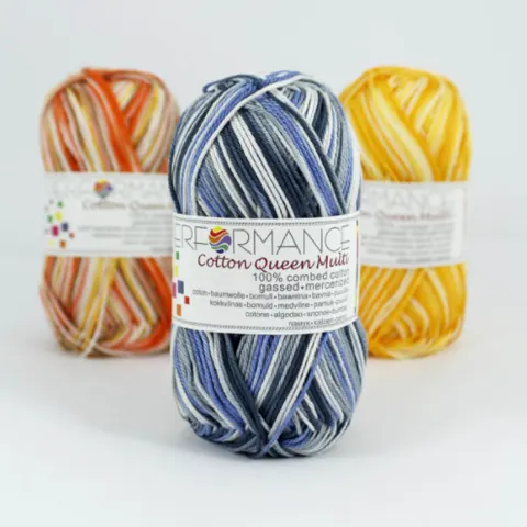 Włóczka PERFORMANCE Cotton Queen Multi 9208 - granatowy/niebieski/biały