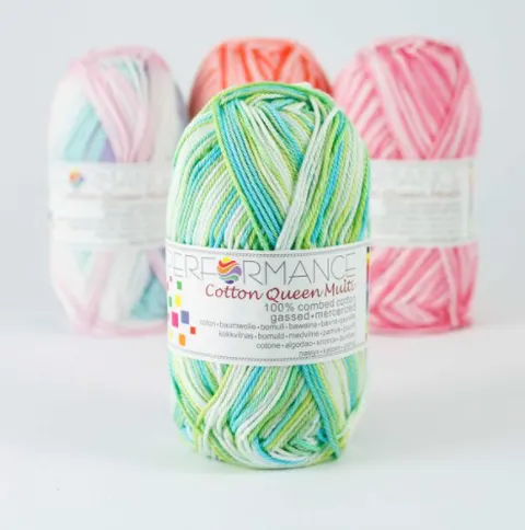 Włóczka PERFORMANCE Cotton Queen Multi 10401 - seledynowy/błękitny/biały