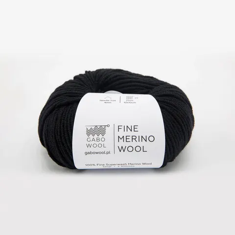 Włóczka GABO WOOL Fine Merino Wool 500 - czerń