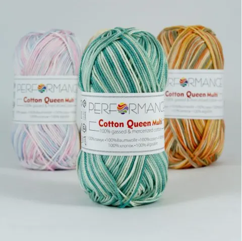 Włóczka PERFORMANCE Cotton Queen Multi 9030 - miętowy/morski/biały