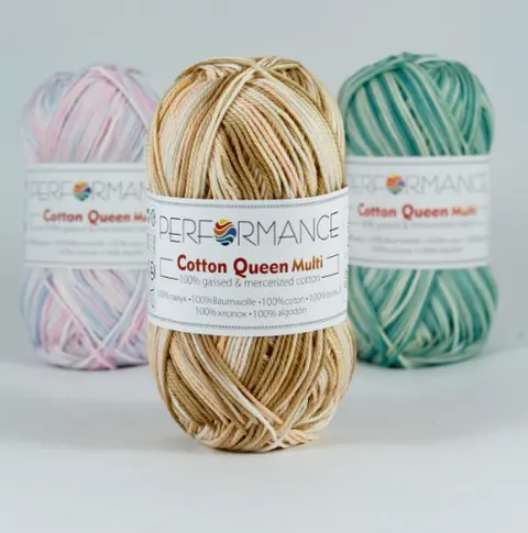 Włóczka PERFORMANCE Cotton Queen Multi 9180 - latte/pszeniczny/biały